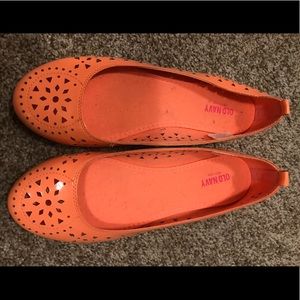 New Neon Orange Flats with Laser Cutouts